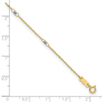 14K Two-tone Ropa Chain Mirror Beads 7-Station 9 inch Plus 1 inch Extender - Total 10 inch Anklet