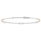 14K Tri-color Oval Link 5-Station 9 inch Plus 1 inch Extender - Total 10 inch Anklet