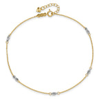 14K Two-tone Fancy Twist 5-Station 9 inch Plus 1 inch Extender - Total 10 inch Anklet