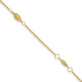 14K Diamond-cut Rice Puff Beads 4-Station 9 inch Plus 1 inch Extender - Total 10 inch Anklet