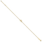 14K Textured and Polished Crescent Moon 9 inch Plus 1 inch Extender - Total 10 inch Anklet