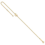 14K Textured and Polished Crescent Moon 9 inch Plus 1 inch Extender - Total 10 inch Anklet