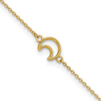 14K Textured and Polished Crescent Moon 9 inch Plus 1 inch Extender - Total 10 inch Anklet