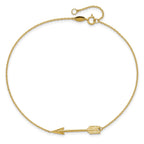 14K Polished Arrow 9 inch Plus 1 inch Extender - Total 10 inch Anklet