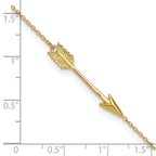 14K Polished Arrow 9 inch Plus 1 inch Extender - Total 10 inch Anklet