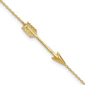 14K Polished Arrow 9 inch Plus 1 inch Extender - Total 10 inch Anklet