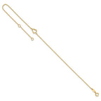 14K Textured and Polished Open Heart 9 inch Plus 1 inch Extender - Total 10 inch Anklet