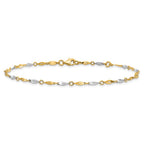 14K Two-Tone Polished Twisted Link 9 inch Plus 1 inch Extender - Total 10 inch Anklet