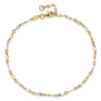 14K Two-Tone Polished Twisted Link 9 inch Plus 1 inch Extender - Total 10 inch Anklet