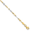 14K Two-Tone Polished Twisted Link 9 inch Plus 1 inch Extender - Total 10 inch Anklet