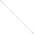 14k Polished Diamond-cut Triple Puffed Hearts 9 inch Plus 1 inch Extender - Total 10 inch Anklet