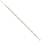 14k Tri-color 3-Strand Diamond-cut Beaded 9-Station 9 inch Plus 1 inch Extender - Total 10 inch Anklet