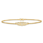14k Polished Filigree Heart and Bismark Chain Anklet