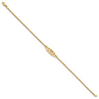 14k Polished Filigree Heart and Bismark Chain Anklet