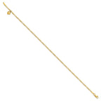 14k Figaro Link Chain with Dangling Puffed Heart Anklet