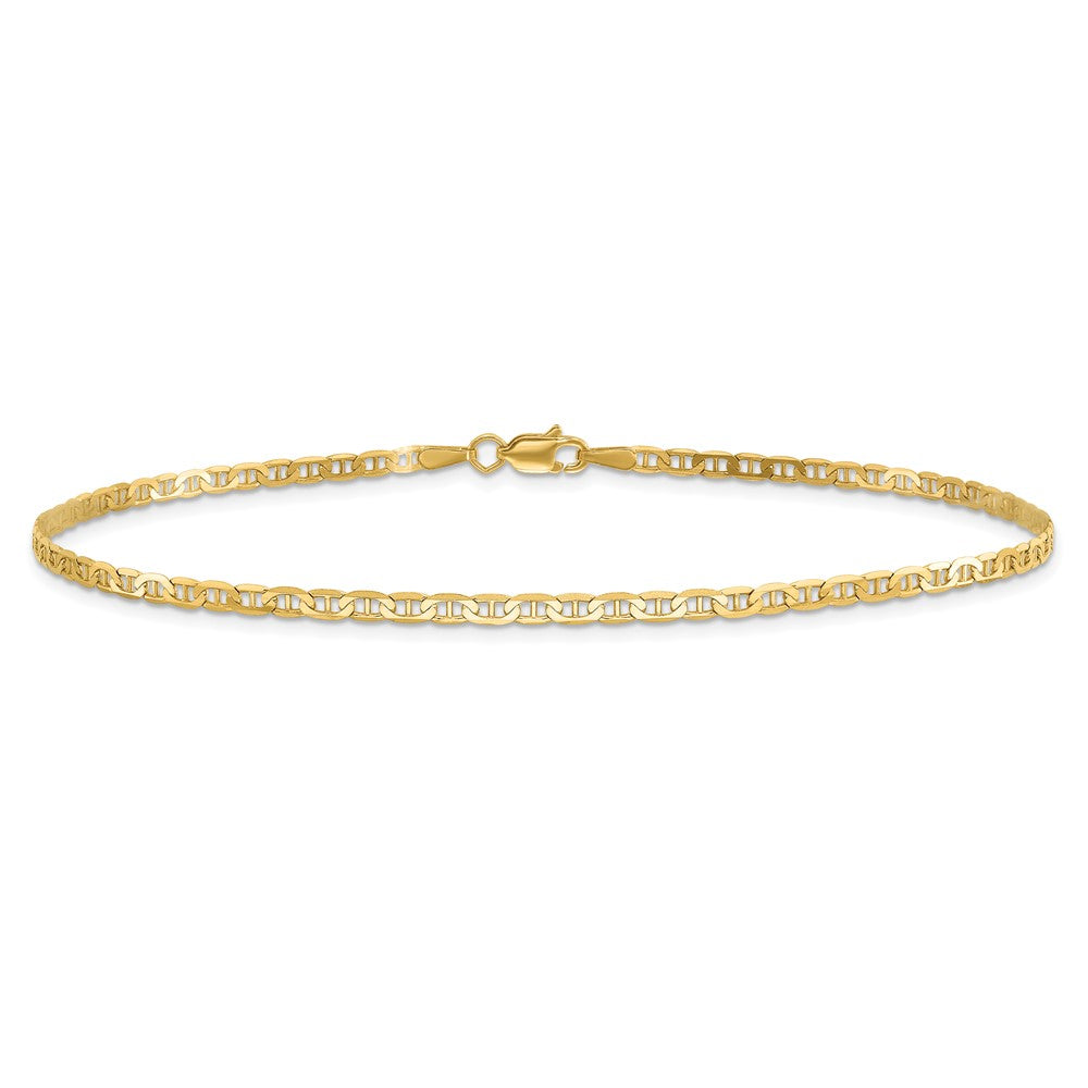 14k Polished Anchor Link Anklet