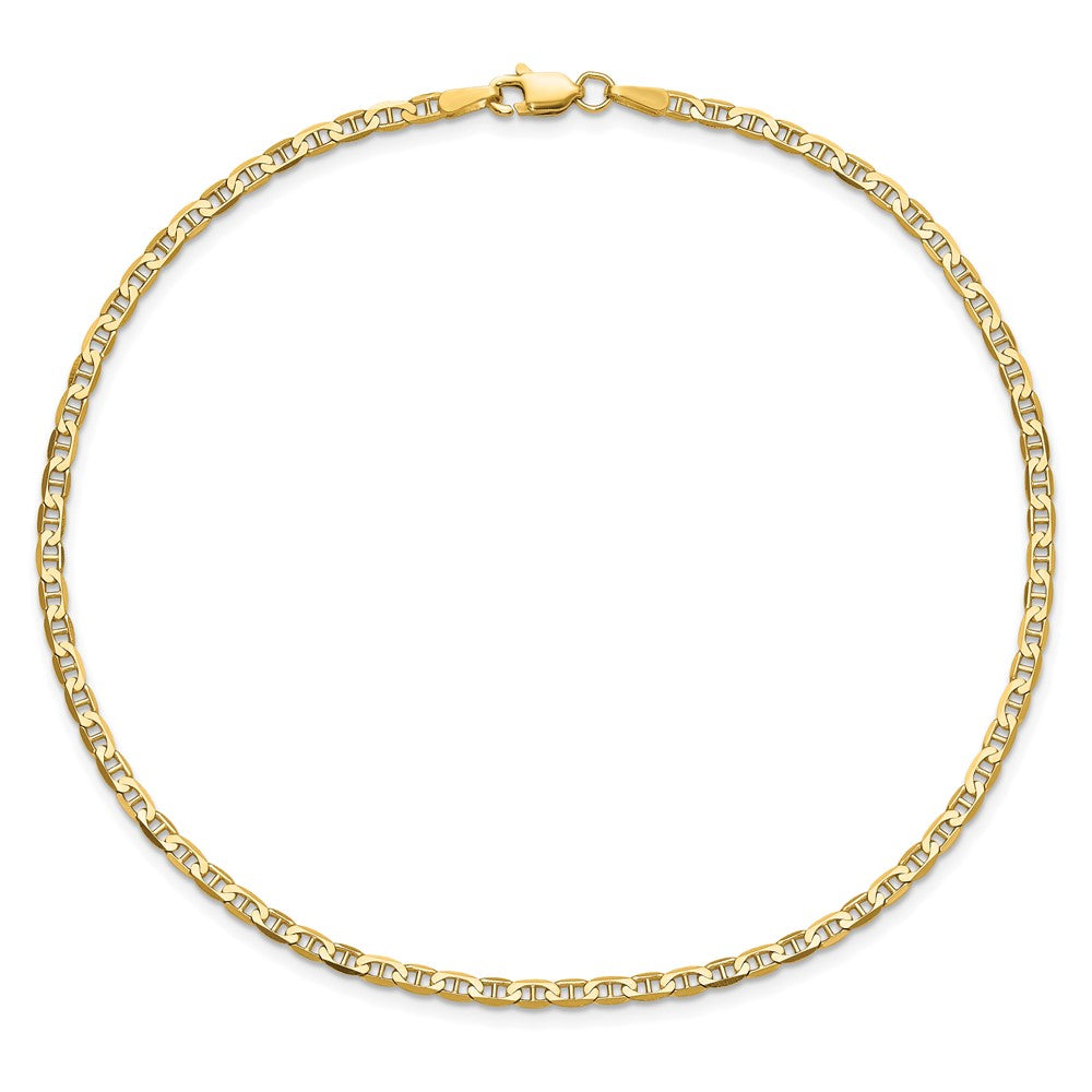 14k Polished Anchor Link Anklet