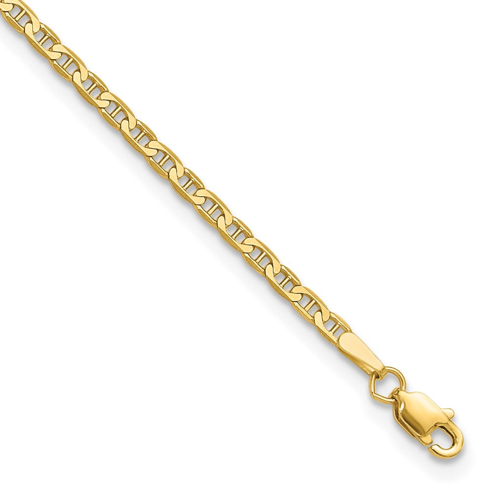 14k Polished Anchor Link Anklet
