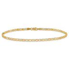 14k Polished and Satin Rose-plated X-and-Heart 10 inch Anklet