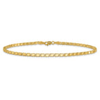 14k Polished Double-Sided Hearts Double Link 10 inch Anklet