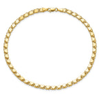14k Polished Double-Sided Hearts Double Link 10 inch Anklet