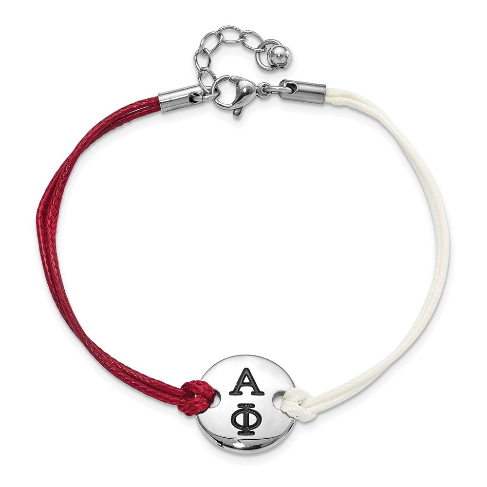 LogoArt Alpha Phi Circular Disc Maroon & White w/ 1in ext Bracelet