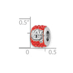 Sterling Silver LogoArt Auburn University Crystal Charm Bead