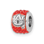 Sterling Silver LogoArt Auburn University Crystal Charm Bead