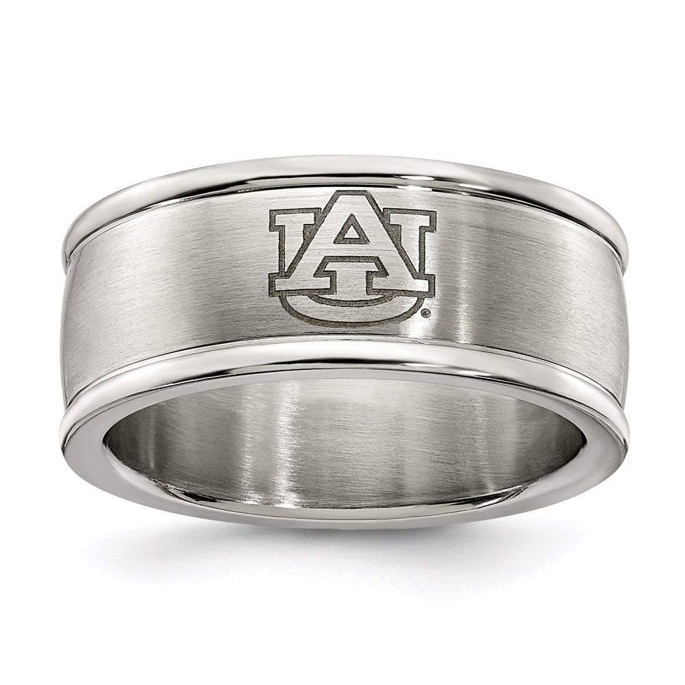 AUBURN UNIV STAINLESS STEEL LOGO BAND RING SIZE 7