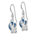 Sterling Silver NHL Colorado Avalanche Enameled I Heart Dangle Earrings