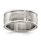 COLORADO AVALANCHE STAINLESS STEEL LOGO BAND RING SIZE 7