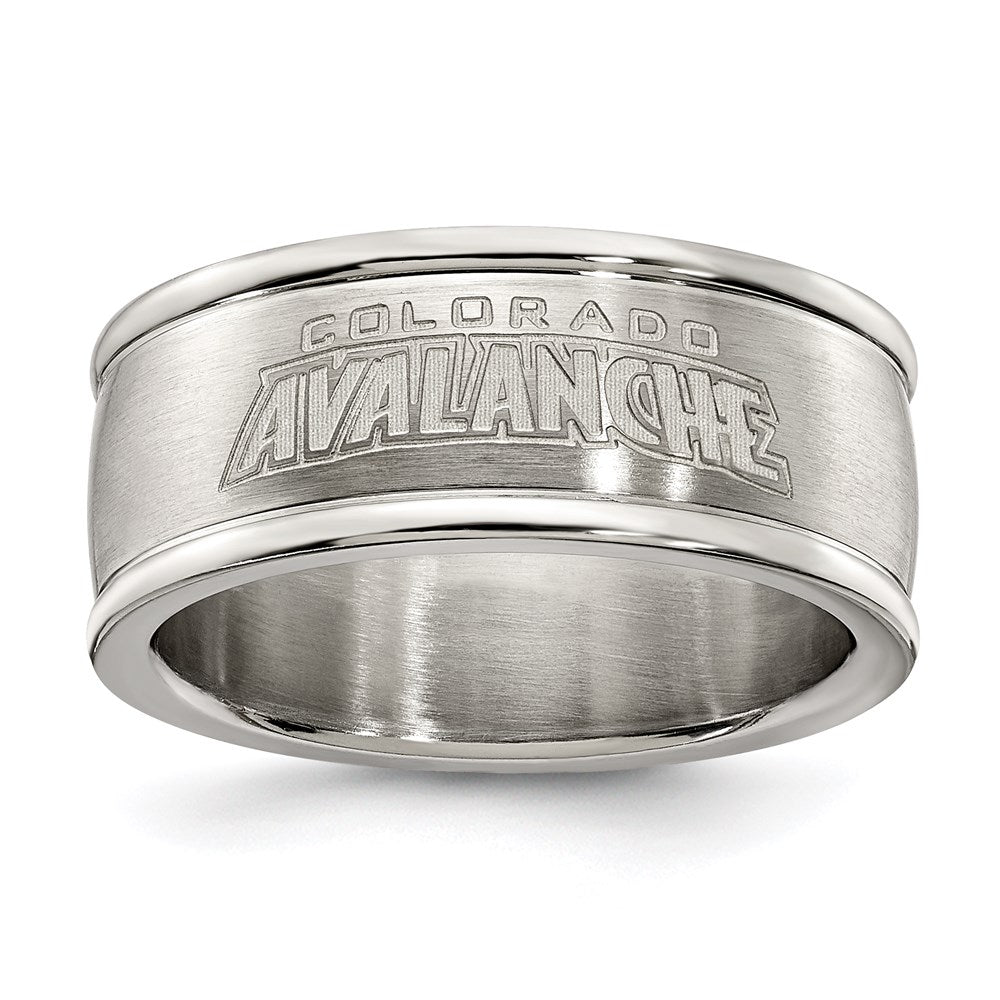 COLORADO AVALANCHE STAINLESS STEEL LOGO BAND RING SIZE 7