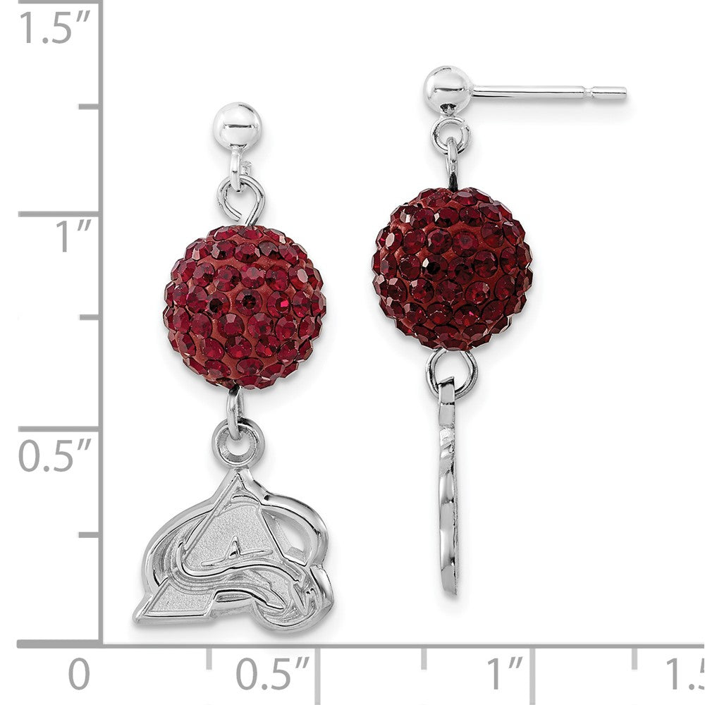 Sterling Silver NHL LogoArt Colorado Avalanche Crystal Ovation Earrings