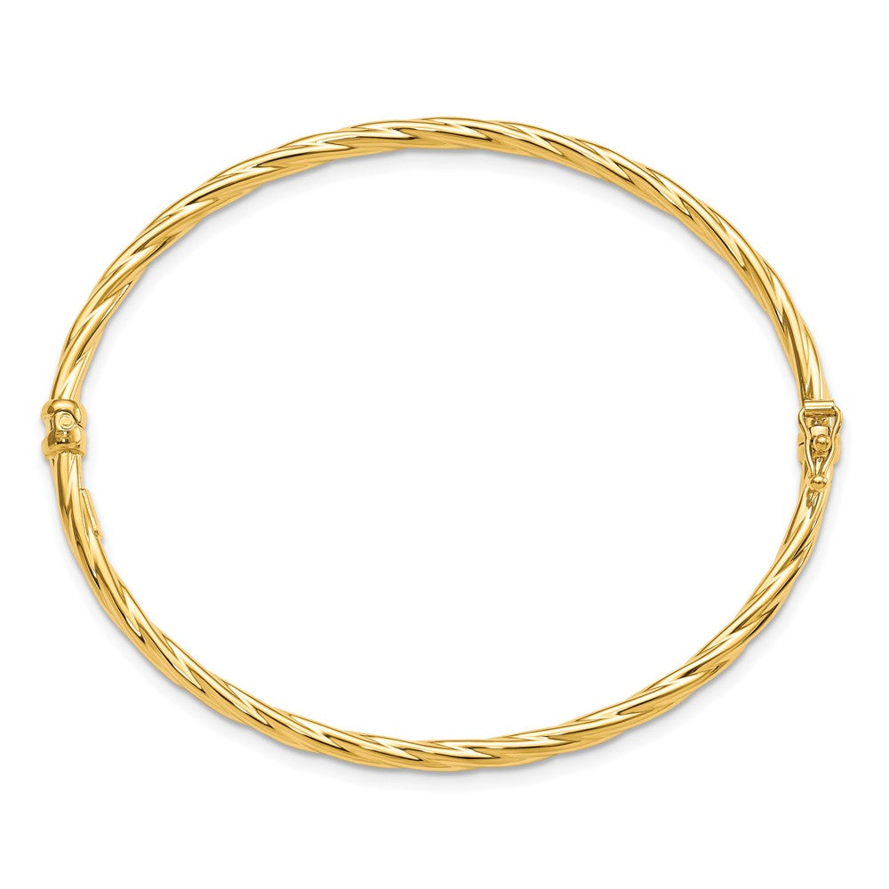 14K Polished and Twisted Hinged Bangle