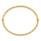 14K Polished and Twisted Hinged Bangle