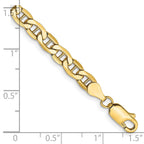 14K 4.75mm Semi-Solid Anchor with Lobster Clasp Bracelet