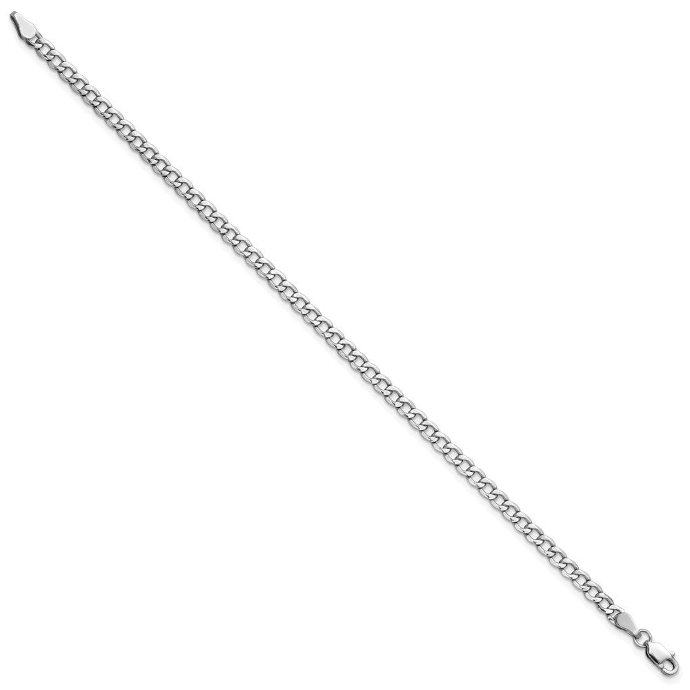 14K White Gold 3.35mm Semi-Solid Curb with Lobster Clasp Bracelet