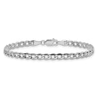 14K White Gold 3.35mm Semi-Solid Curb with Lobster Clasp Bracelet