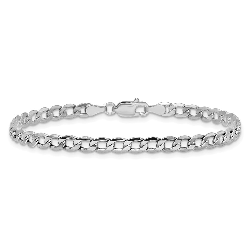 14K White Gold 3.35mm Semi-Solid Curb with Lobster Clasp Bracelet