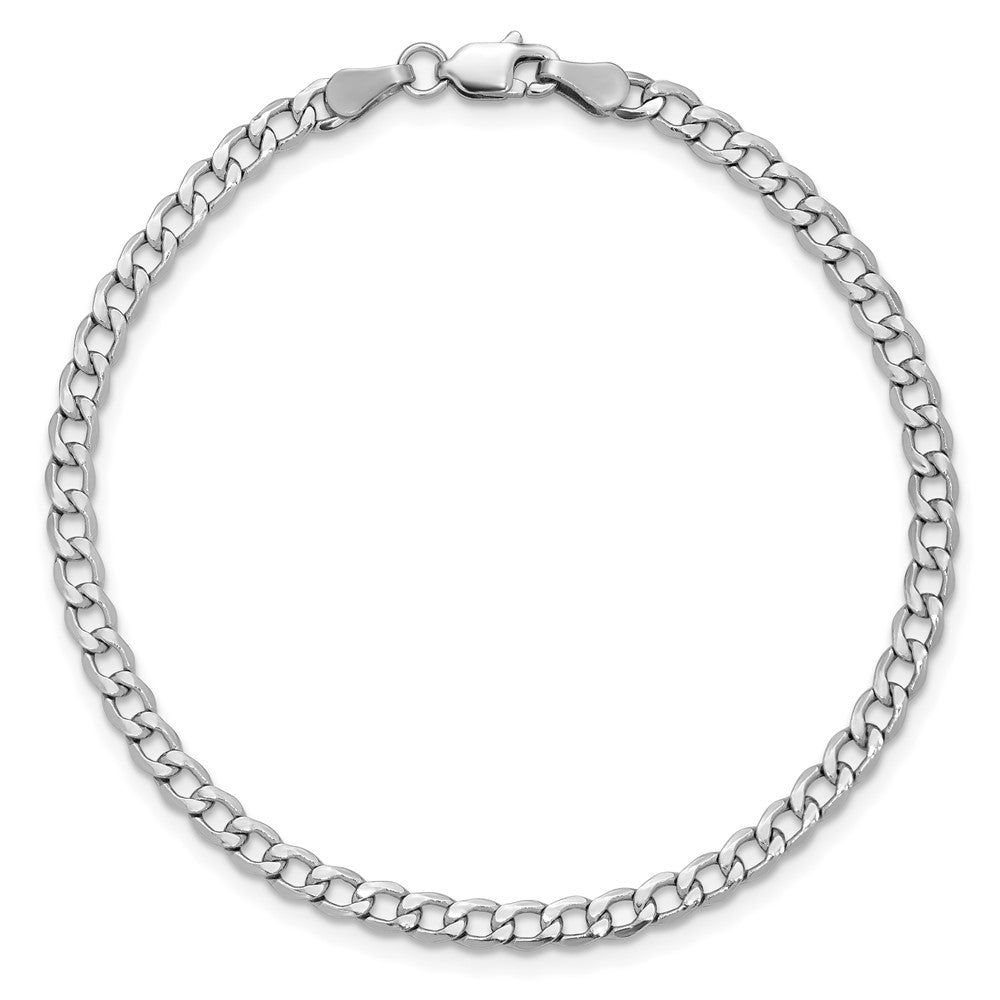 14K White Gold 3.35mm Semi-Solid Curb with Lobster Clasp Bracelet