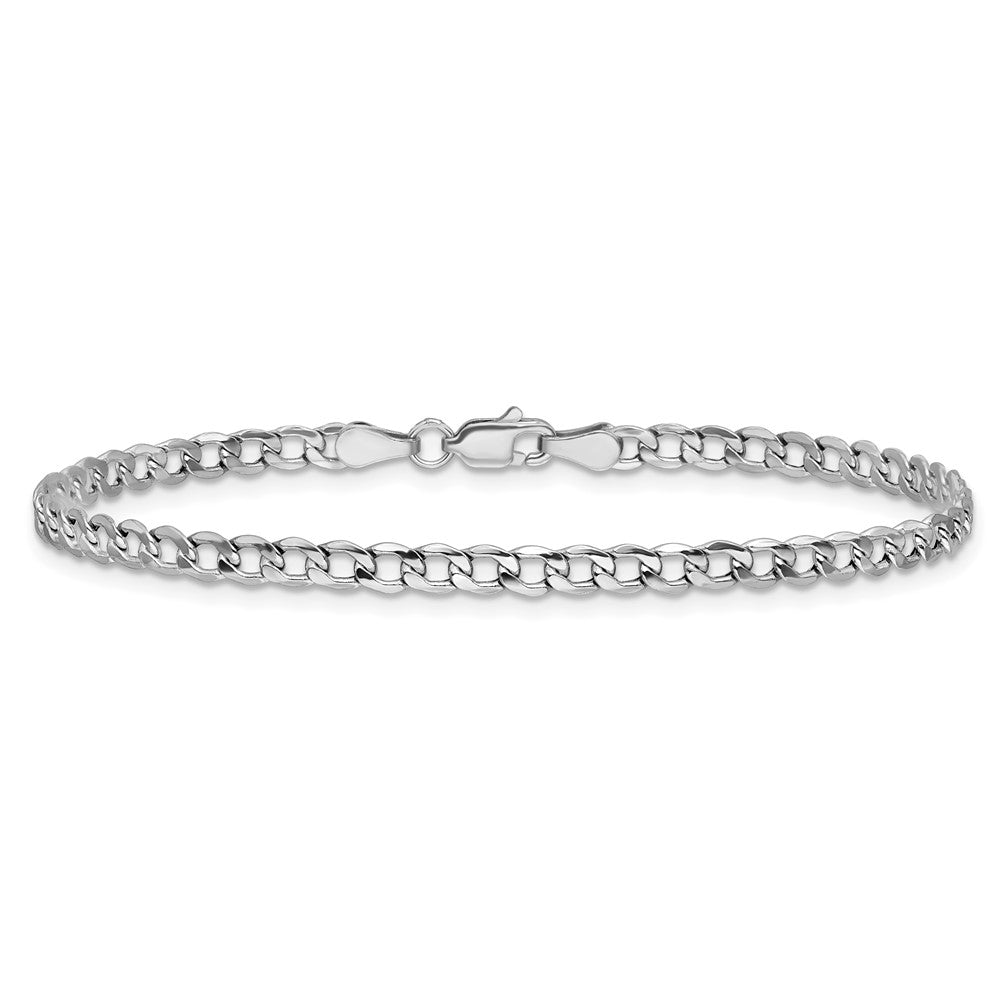14K White Gold 4.3mm Semi-Solid Curb with Lobster Clasp Bracelet