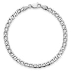 14K White Gold 4.3mm Semi-Solid Curb with Lobster Clasp Bracelet