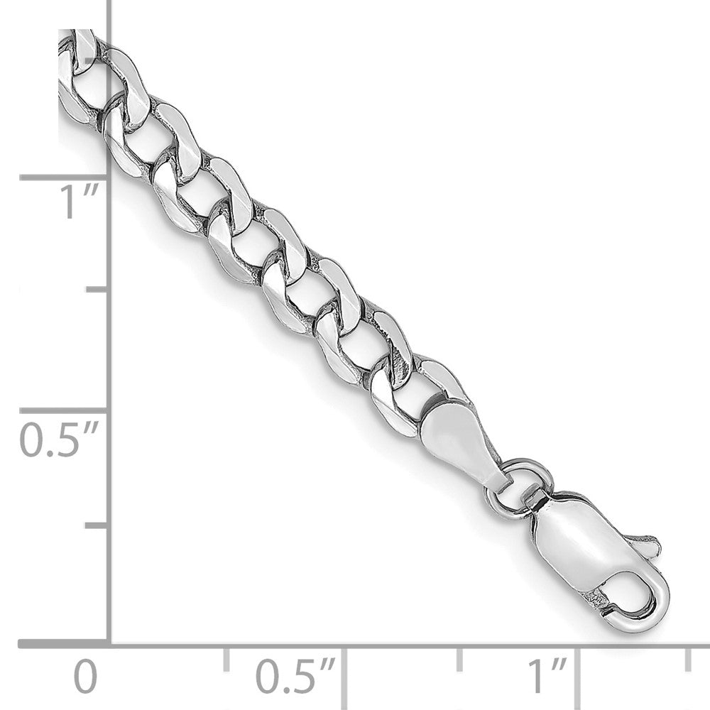 14K White Gold 4.3mm Semi-Solid Curb with Lobster Clasp Bracelet
