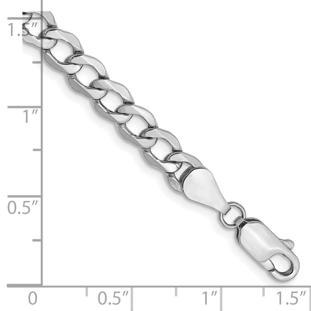 14K White Gold 5.25mm Semi-Solid Curb with Lobster Clasp Bracelet