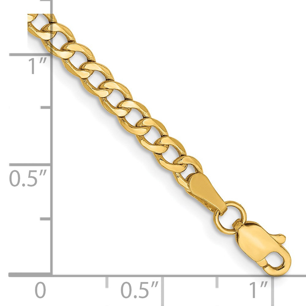 14K 3.35mm Semi-Solid Curb with Lobster Clasp Bracelet