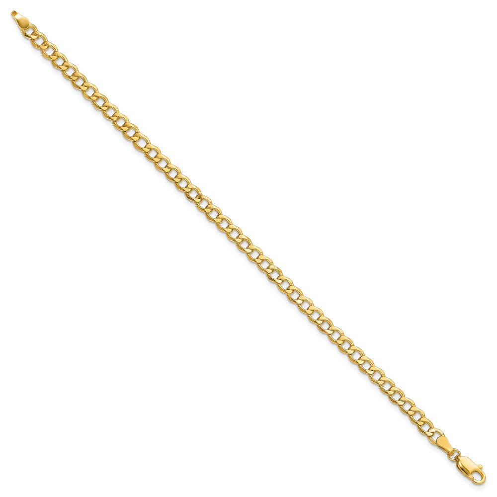 14K 4.3mm Semi-Solid Curb with Lobster Clasp Bracelet