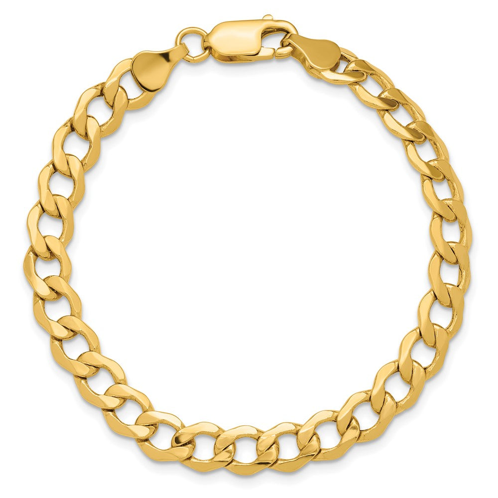 14K 6.5mm Semi-Solid Curb with Lobster Clasp Bracelet