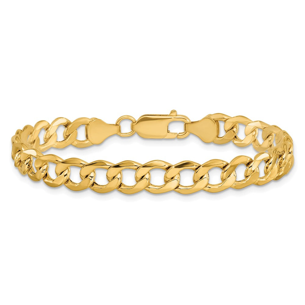 14K 7mm Semi-Solid Curb with Lobster Clasp Bracelet