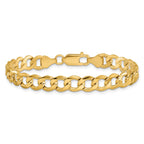 14K 7mm Semi-Solid Curb with Lobster Clasp Bracelet