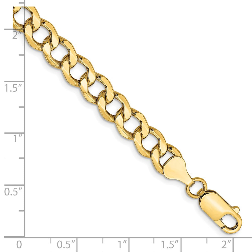 14K 7mm Semi-Solid Curb with Lobster Clasp Bracelet